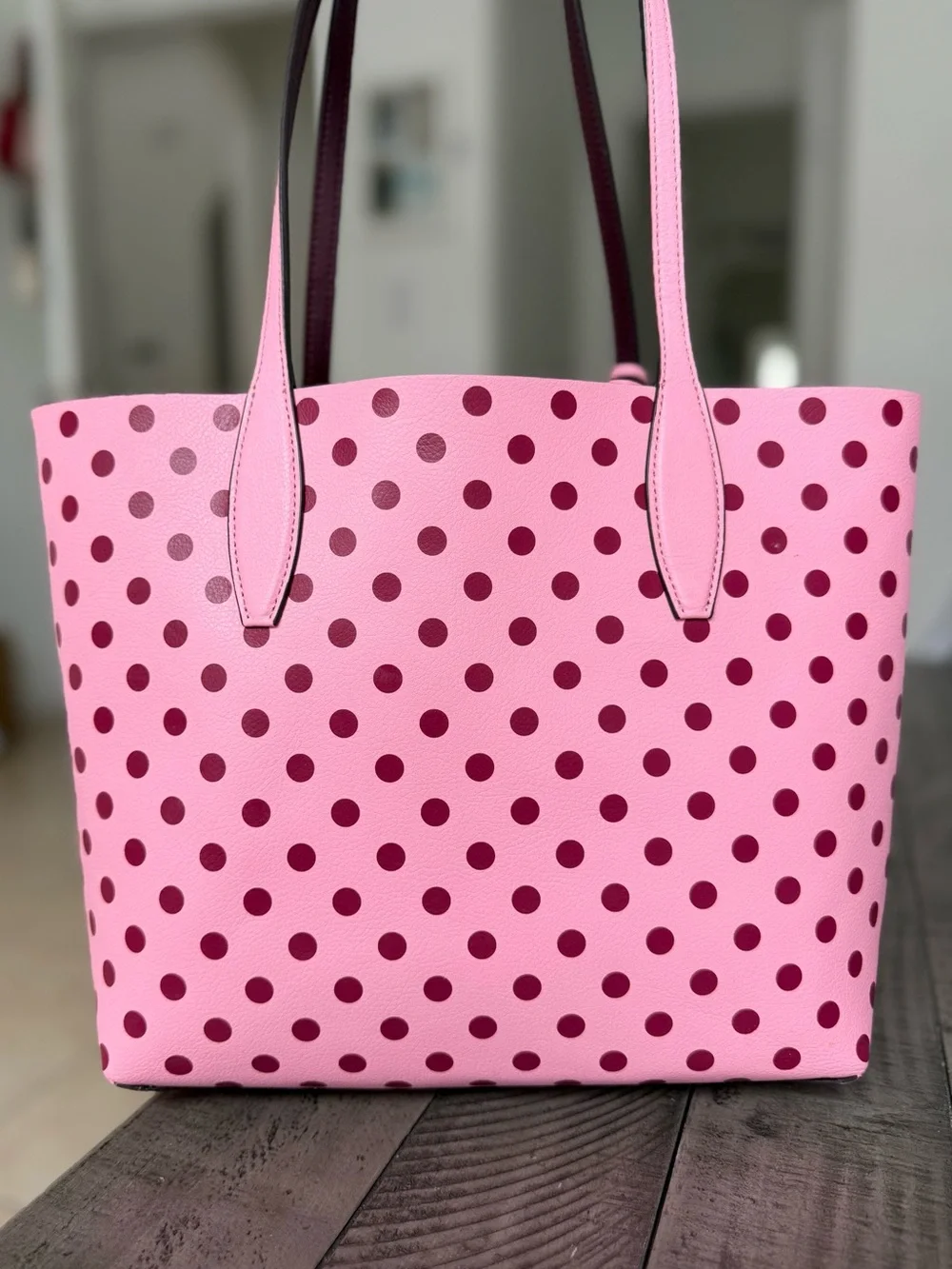 Rare Kate Spade Love Birds Polka Dot Reversible Tote Bag and Matching Crossbody